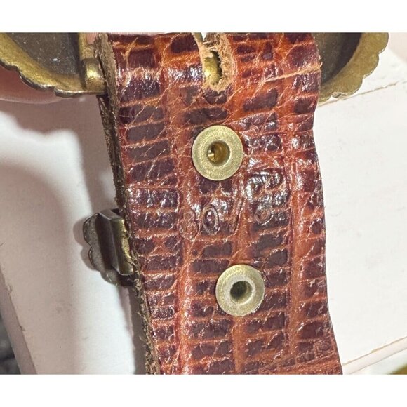 Neiman Marcus Metal Chain Gold Tone Mesh Brown Leather Belt Paisley Studded Sz 6 main image 9